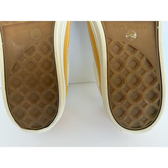 TORY BURCH Classic‎ Court Canvas Sneaker Ivory Canvas/Curry Yellow Size 9M EUC - Picture 14 of 15
